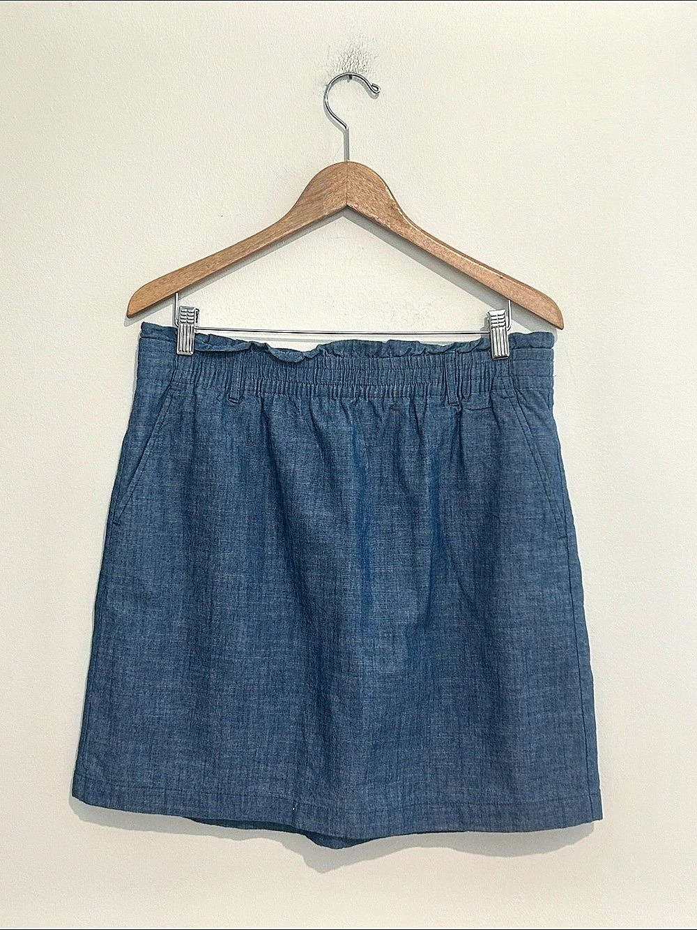 J.Crew Chambray Paper-bag Mini Skirt Blue Size Large